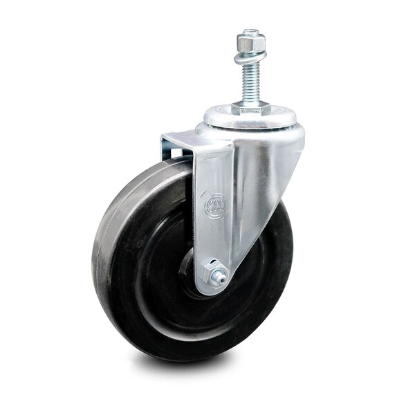 5 Inch Hard Rubber Wheel Swivel 10mm Threaded Stem Caster